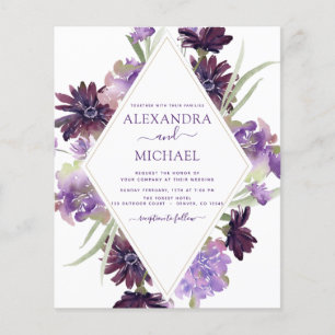 Budget Dusty Purple Wedding Floral Greenery Flyer