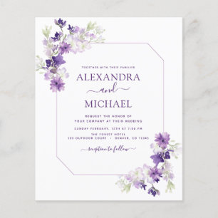 Budget Dusty Purple Wedding Floral Greenery Flyer