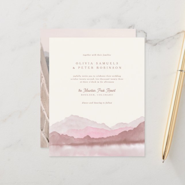 Budget Dusty Rose Boho Mountain Photo Wedding (Front/Back In Situ)