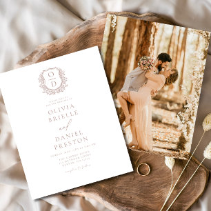 Budget Dusty Rose Crest Wedding Invitation