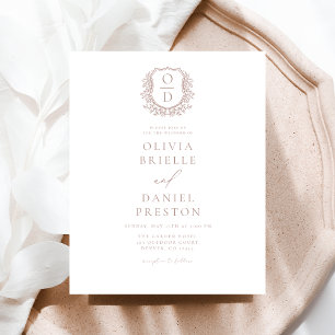 Budget Dusty Rose Crest Wedding Invitation Flyer