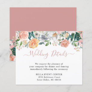 Budget Dusty Rose Floral Wedding Details Card