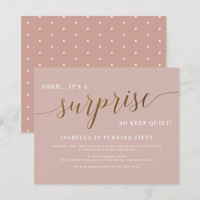 Budget Dusty Rose & Gold Surprise Birthday Party (Front/Back)