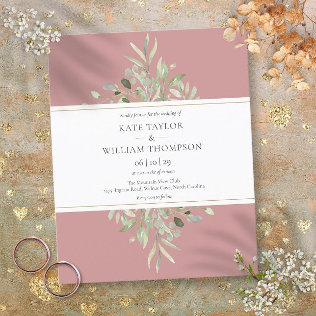 Budget Dusty Rose Greenery Wedding Invitation (Budget Dusty Rose Greenery Wedding Invitation)