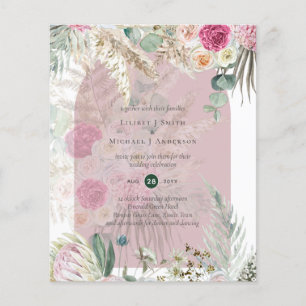 BUDGET Dusty Rose Pampas Grass Wedding Flyer