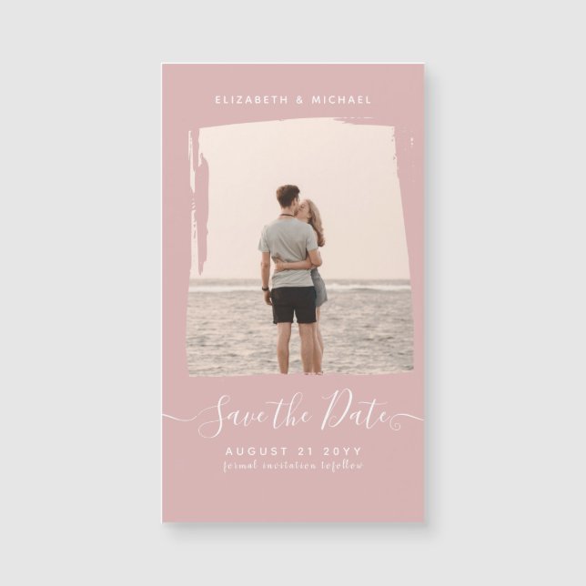 BUDGET Dusty Rose PHOTO Save The Date Monochrome (Front)