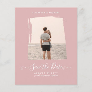 BUDGET Dusty Rose PHOTO Save The Date Monochrome Flyer