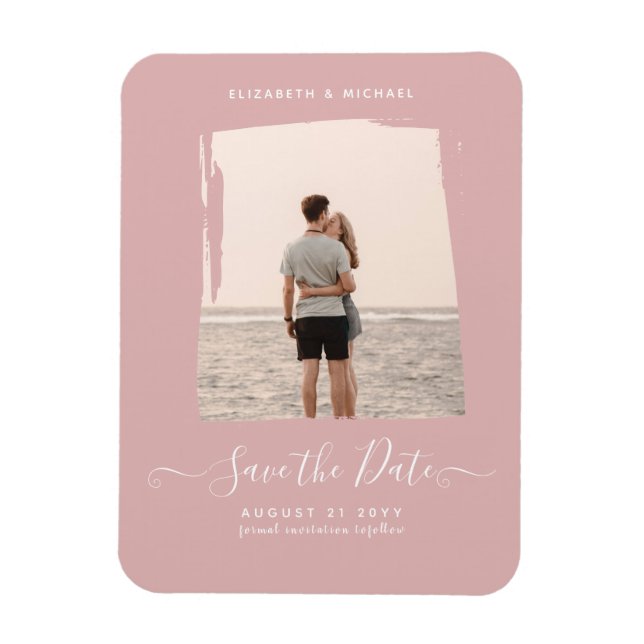 BUDGET Dusty Rose PHOTO Save The Date Monochrome Magnet (Vertical)