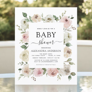 Budget Dusty Rose Pink Baby Shower Invitation