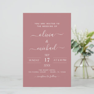 Budget Dusty Rose Pink Wedding Modern Typography