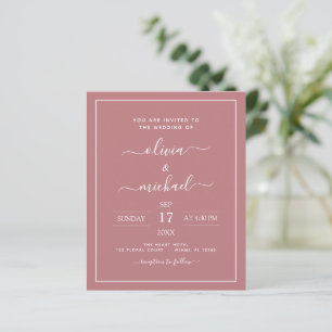 Budget Dusty Rose Pink Wedding Modern Typography