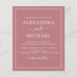 Budget Dusty Rose Pink Wedding Modern Typography