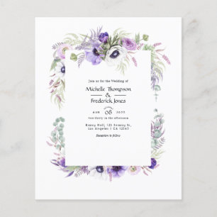 Budget Dusty Violet Wedding Watercolor Floral Flyer