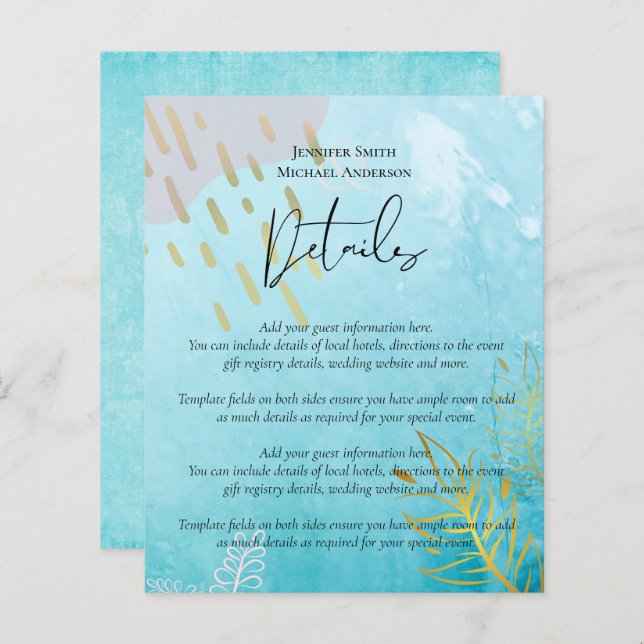 BUDGET DustyTeal Gold Abstract Wedding (Front/Back)