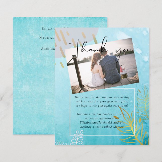 BUDGET DustyTeal Gold Abstract Wedding (Front/Back)