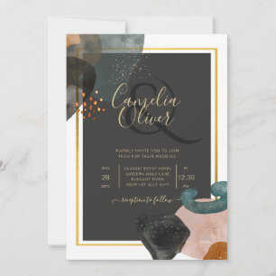 BUDGET Earth Tones Abstract Wedding  Invitation