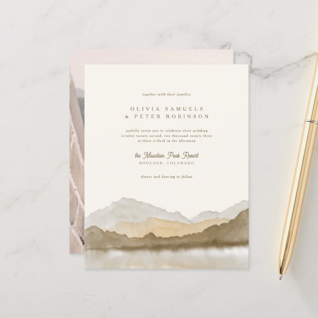Budget Earth Tones Boho Mountain Photo Wedding (Front/Back In Situ)