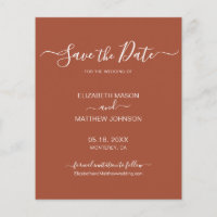 Budget Earthy Terracotta Script Save The Date