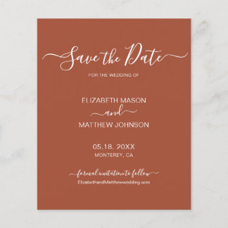 Budget Earthy Terracotta Script Save The Date