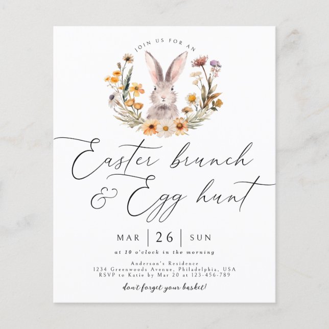 Budget Easter Brunch Egg Hunt Wildflower Bunny (Front)