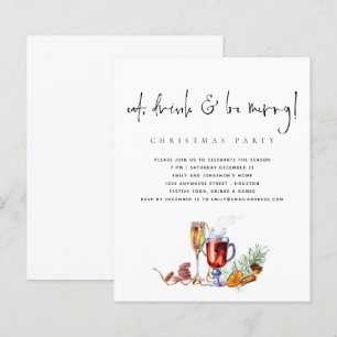 Budget Eat Drink Be Merry Christmas Party Invite