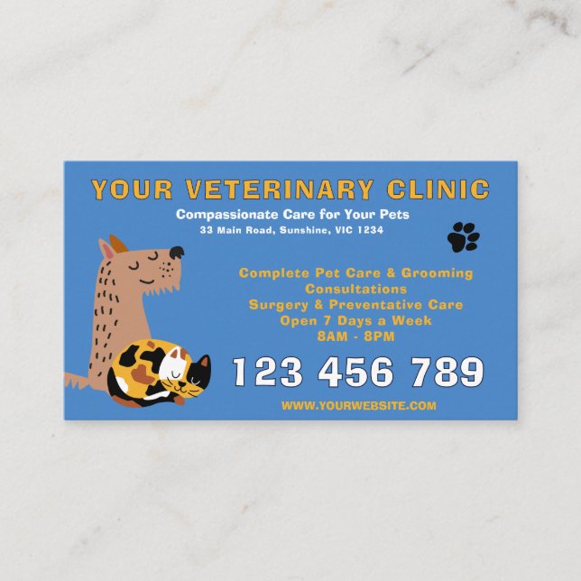 Budget Editable Veterinary | Pet Care Business Card (Front)