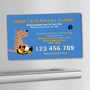 Budget Editable Veterinary Pet Care Magnetic Business Card
