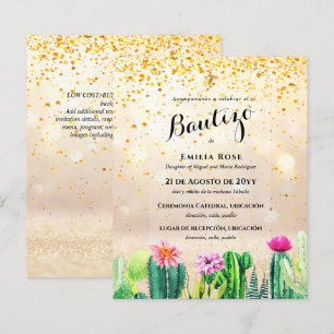 Budget EL BAUTIZO Baptism Christening CACTI Invite