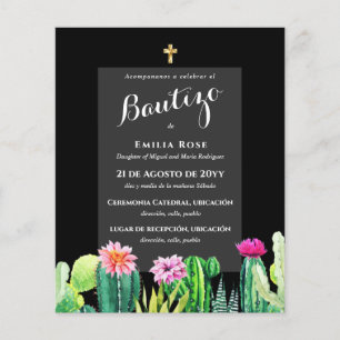 Budget EL BAUTIZO Baptism Christening CACTI Invite Flyer