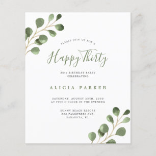 Budget elegant 30 years birthday party invitation