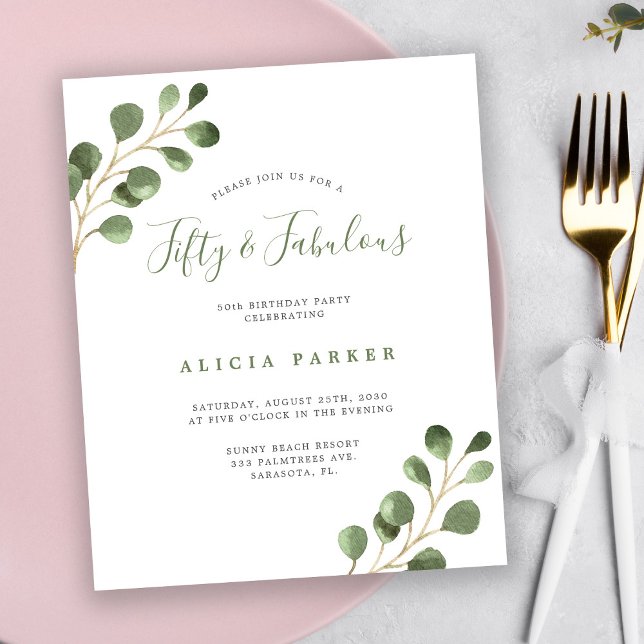 Budget elegant 50 years birthday party invitation (Creator Uploaded)