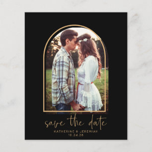 Budget Elegant Arch Black Gold Save the Date