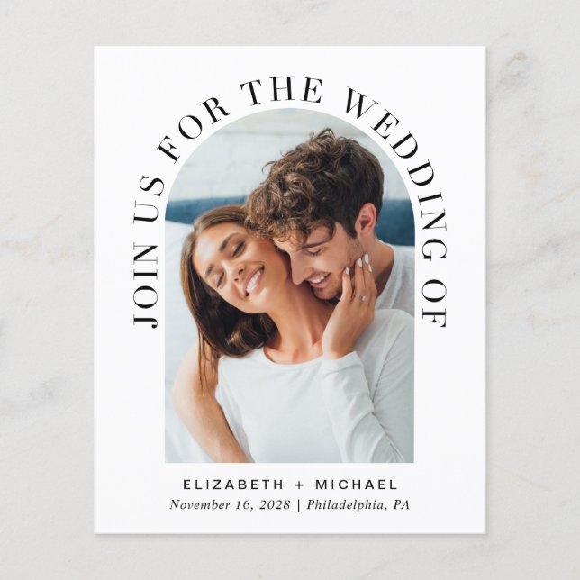 Budget Elegant Arch Photo Wedding Invitation (Front)