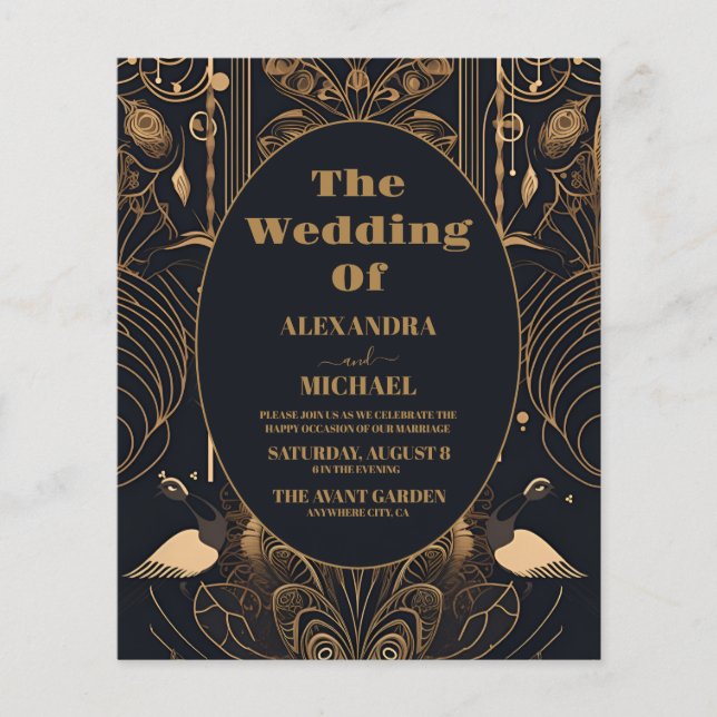 Budget Elegant Art Deco Peacocks Wedding (Front)