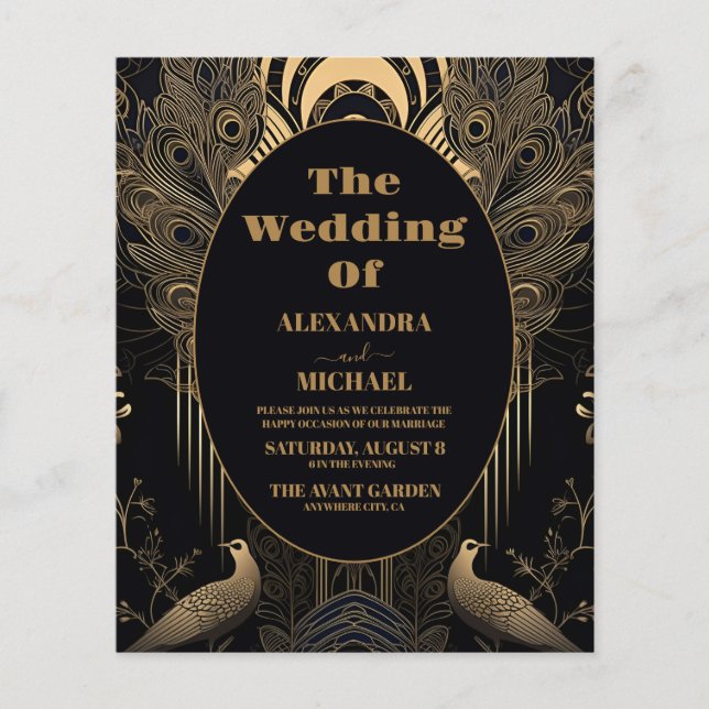 Budget Elegant Art Deco Peacocks Wedding (Front)