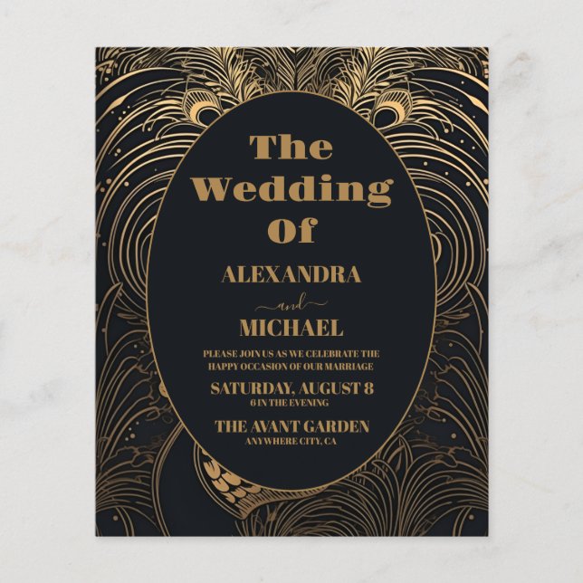 Budget Elegant Art Deco Peacocks Wedding (Front)