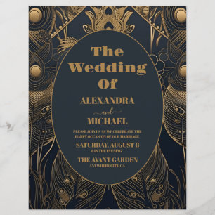 Budget Elegant Art Deco Peacocks Wedding Flyer