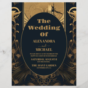 Budget Elegant Art Deco Peacocks Wedding Flyer