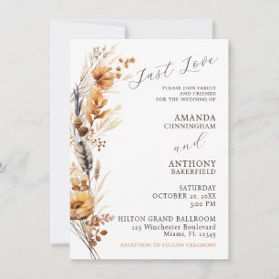 Budget Elegant Autumn Flowers Wedding Invitation