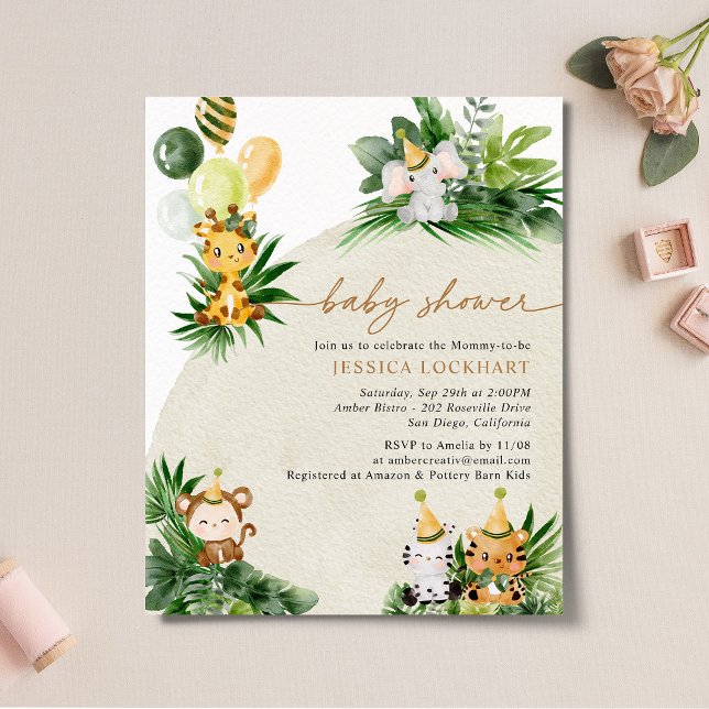 Budget Elegant Baby Animals Baby Shower Invitation (Creator Uploaded)