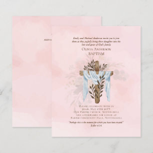 BUDGET Elegant BAPTISM Invite Blush Pink