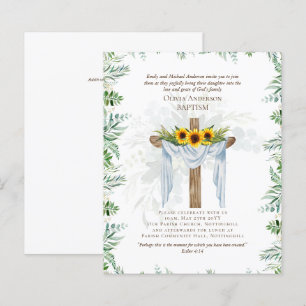 BUDGET Elegant BAPTISM Invite Greenery Sunflowers