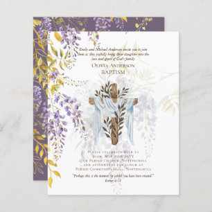 BUDGET Elegant BAPTISM Invite Wisteria Purple
