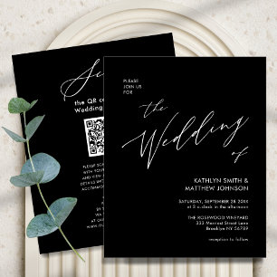 Budget Elegant Black QR Code All In One Wedding