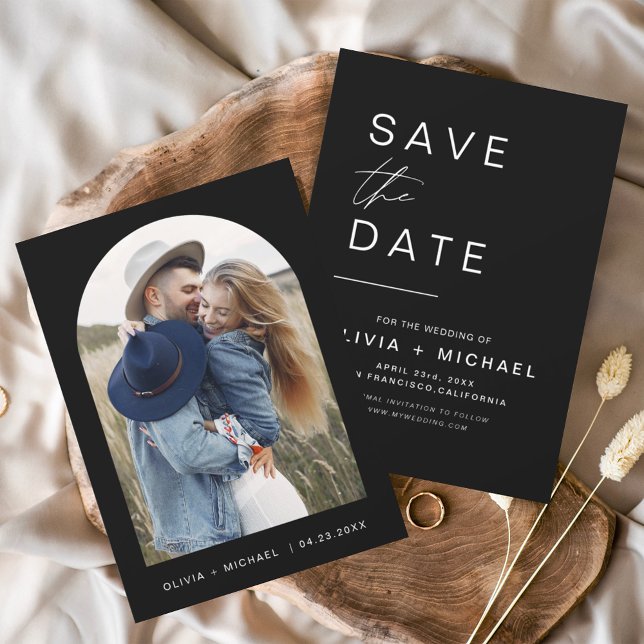 Budget Elegant Black Save the Date Photo (Creator Uploaded)
