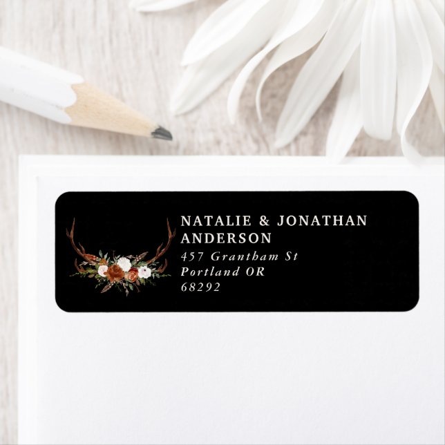 Budget elegant black terracotta floral botanical (Insitu)