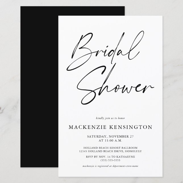 BUDGET Elegant Black White Bridal Shower (Front/Back)