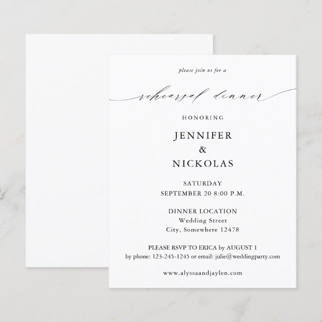 Budget Elegant Black & White Rehearsal Dinner (Front/Back)