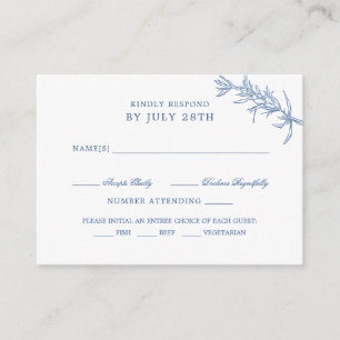 BUDGET Elegant Blue Floral Meal Choice Wedding Enclosure Card