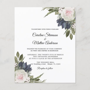 Budget Elegant Blue Floral Wedding Flyer
